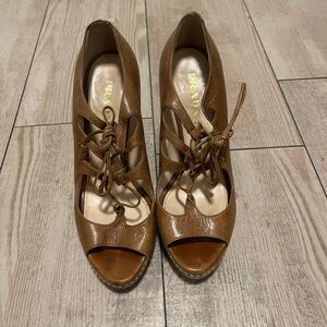 Prada Women's Brown Peep-Toe Heels